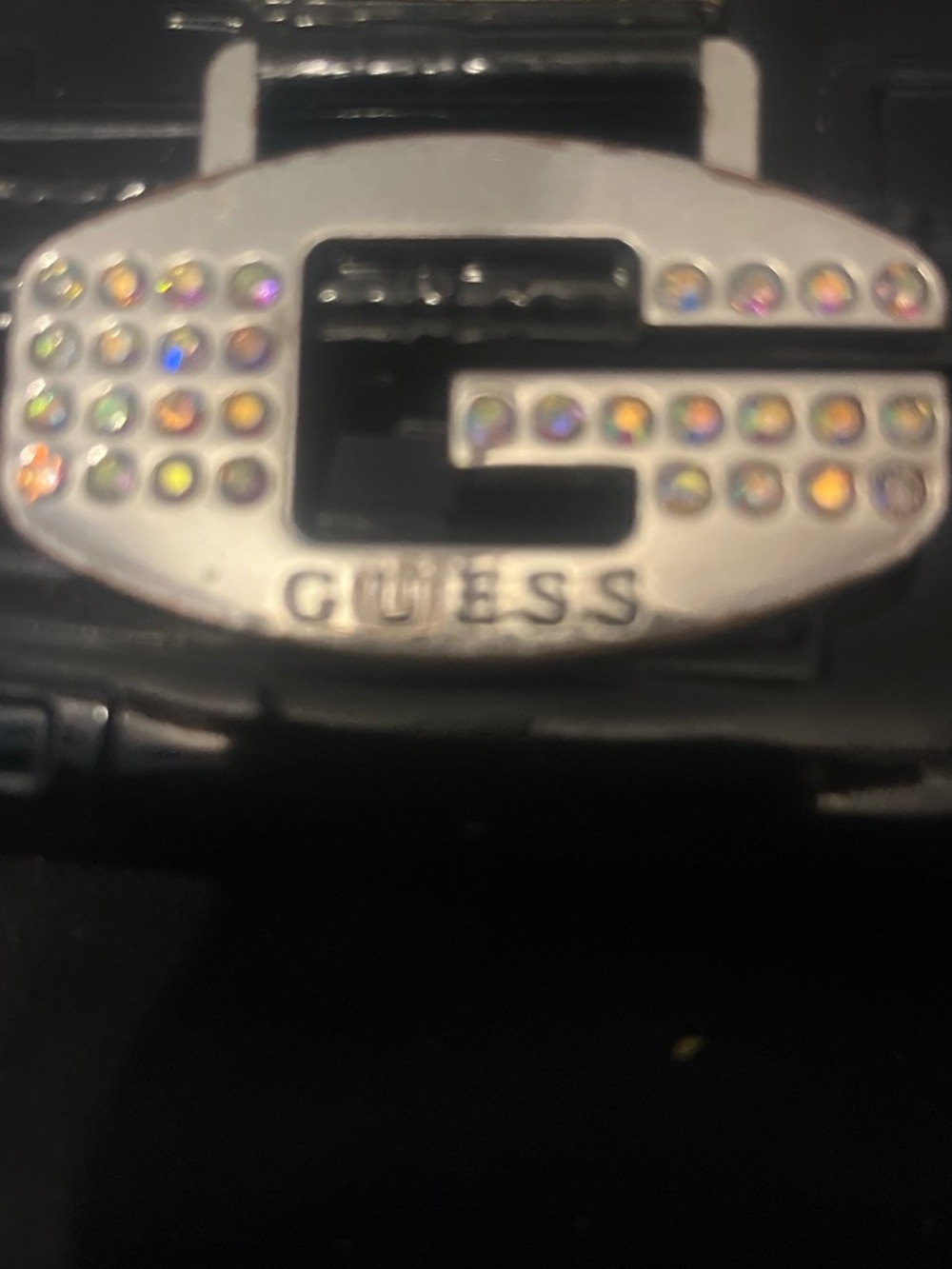 Guess Silver Crystal-Accent 'G' Phone Ring Holder